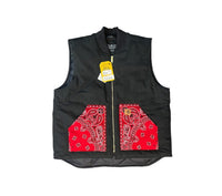 Carhartt vest re-worked red bandana  pockets (Full size run)