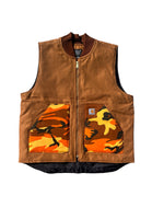 Carhartt vest re-worked  orange Camo pockets Full size run