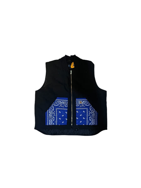 Carhartt vest re-worked   Blue bandana  pockets (Full size run)